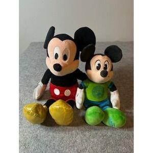Disney Mickey Mouse Plush Lot Ty Sparkle Mickey & Animal Kingdom Mickey 11-14"